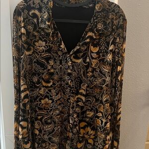 Floral Velvet Button-Up Blouse